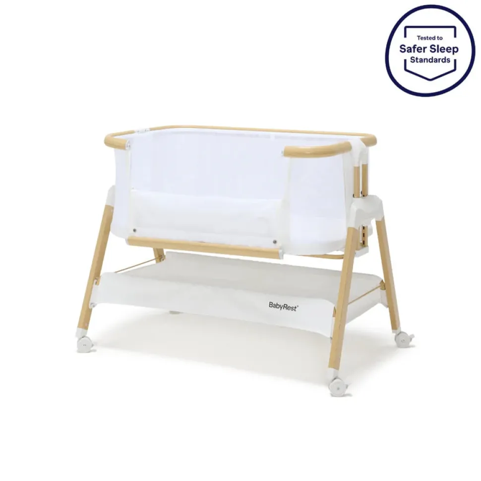 Alfie Bedside Bassinet - White/Natural
