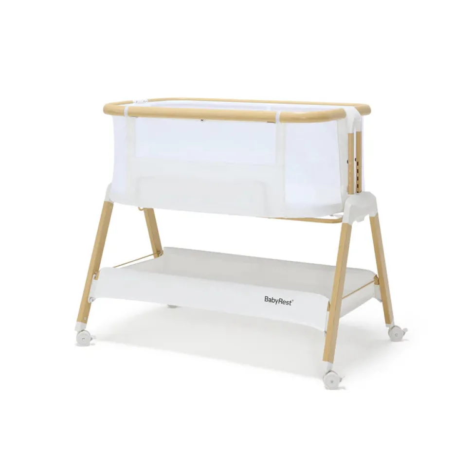 Alfie Bedside Bassinet - White/Natural