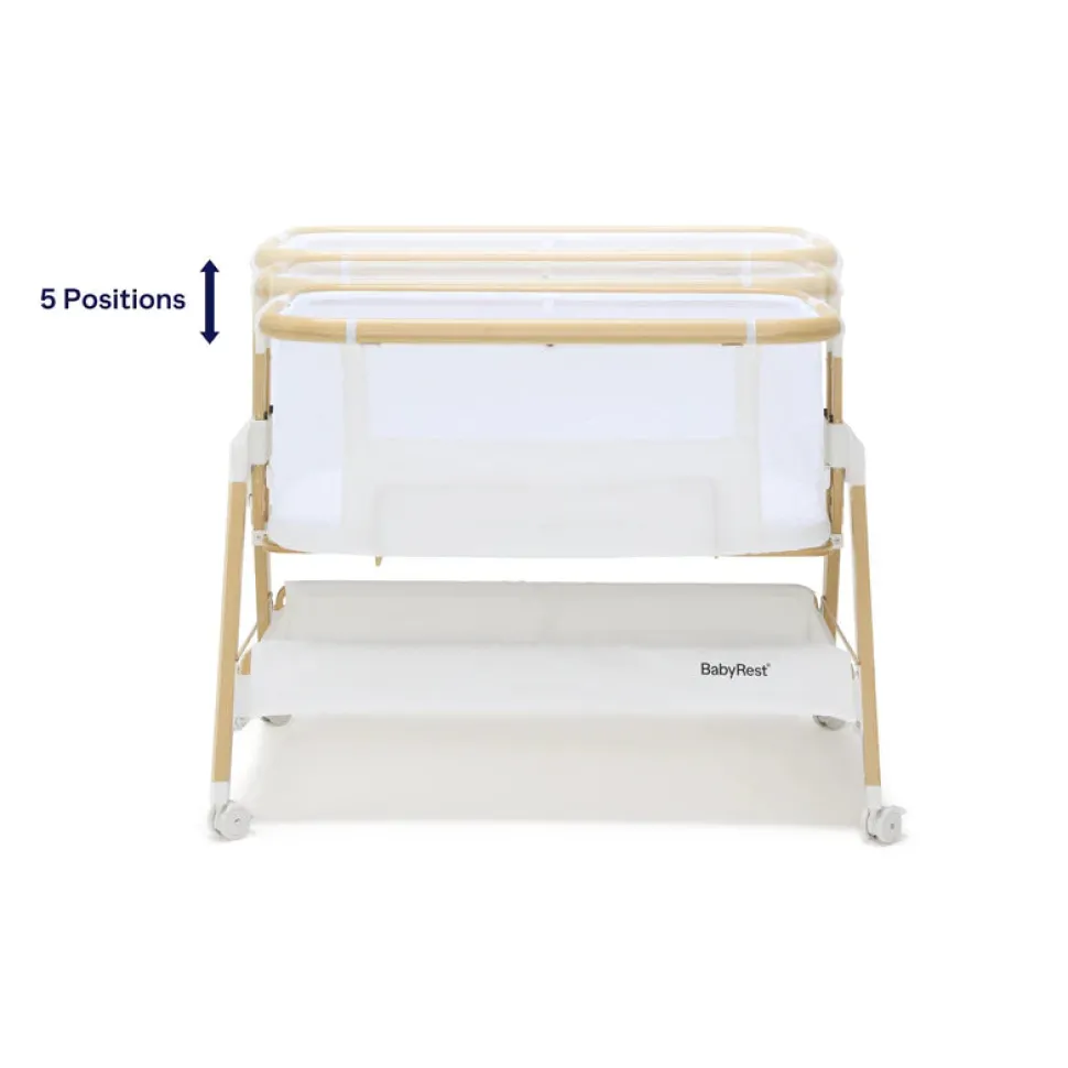 Alfie Bedside Bassinet - White/Natural
