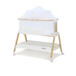Alfie Bedside Bassinet - White/Natural