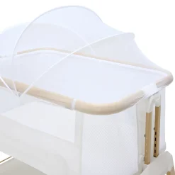 Alfie Bedside Bassinet - White/Natural