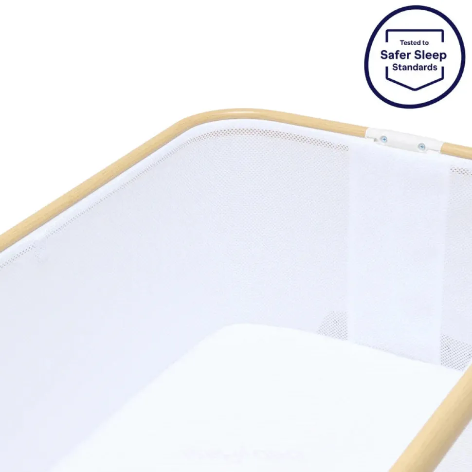 Alfie Bedside Bassinet - White/Natural