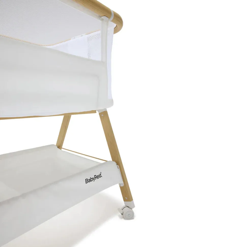 Alfie Bedside Bassinet - White/Natural