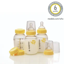 Breastmilk Bottle 150ml with Wide Base Slow Flow Teat - 3 pack