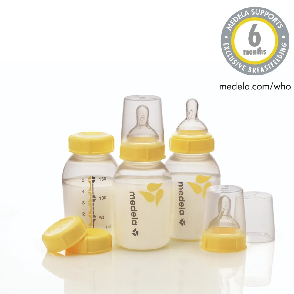 Breastmilk Bottle 150ml with Wide Base Slow Flow Teat - 3 pack