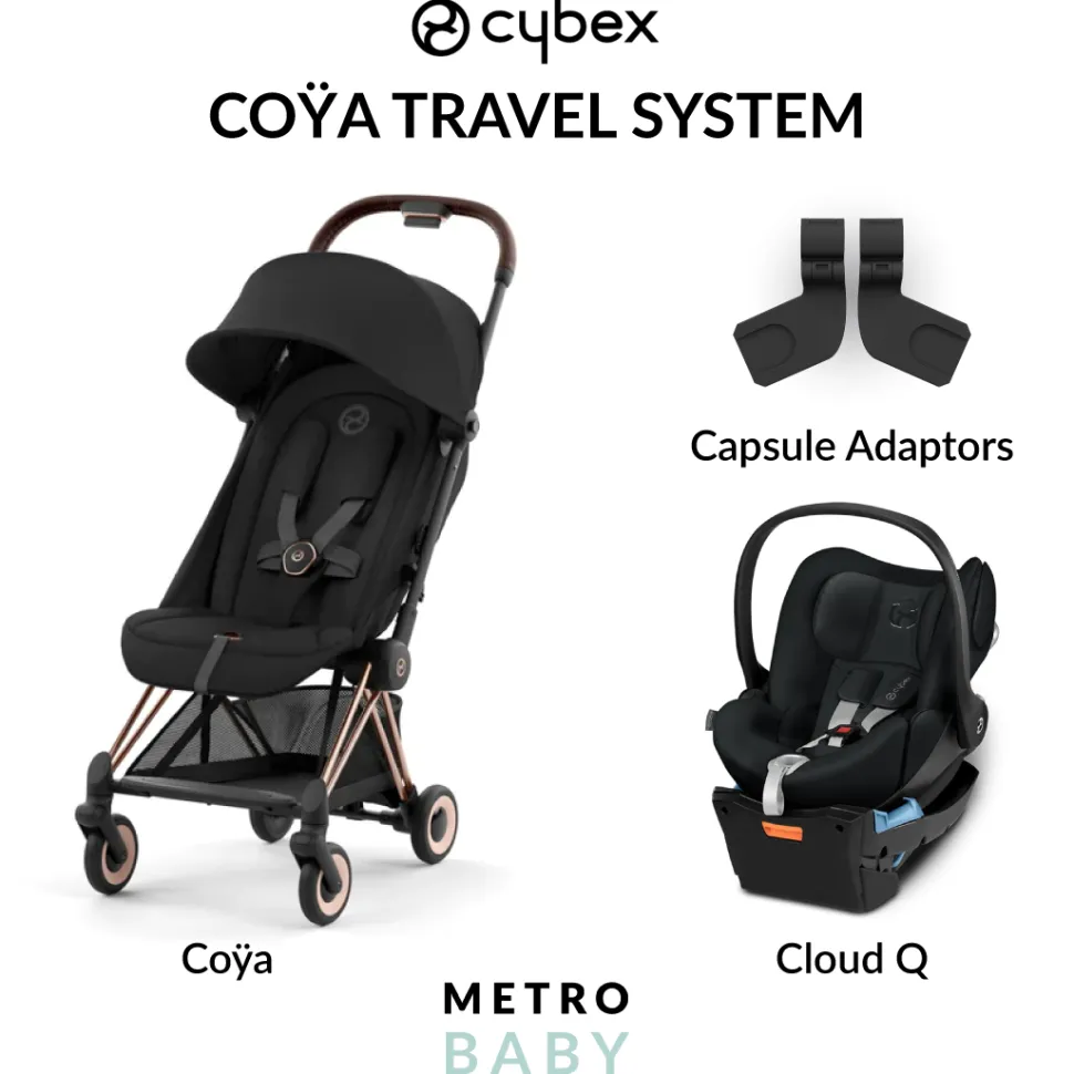 Coya Travel Pram + Cloud Q Capsule and Adaptors