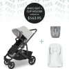 CRUZ V2 + FREE SNUG SEAT + CUP HOLDER - Anthony (White & Grey Chenille/Carbon/Chestnut Leather)