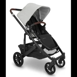 CRUZ V2 + FREE SNUG SEAT + CUP HOLDER - Anthony (White & Grey Chenille/Carbon/Chestnut Leather)