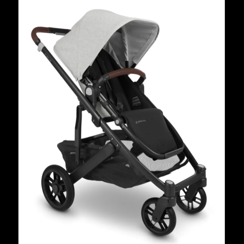 CRUZ V2 + FREE SNUG SEAT + CUP HOLDER - Anthony (White & Grey Chenille/Carbon/Chestnut Leather)