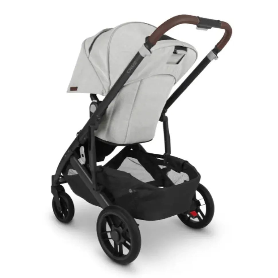 CRUZ V2 + FREE SNUG SEAT + CUP HOLDER - Anthony (White & Grey Chenille/Carbon/Chestnut Leather)