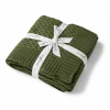 Diamond Knit Organic Baby Blanket - Olive