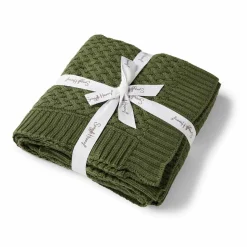Diamond Knit Organic Baby Blanket - Olive