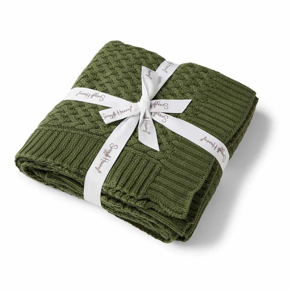 Diamond Knit Organic Baby Blanket - Olive