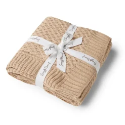 Diamond Knit Organic Baby Blanket - Hazelnut