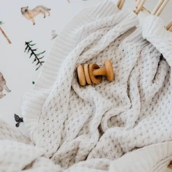 Diamond Knit Organic Baby Blanket - Warm Grey