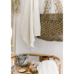 Diamond Knit Organic Baby Blanket - Cream
