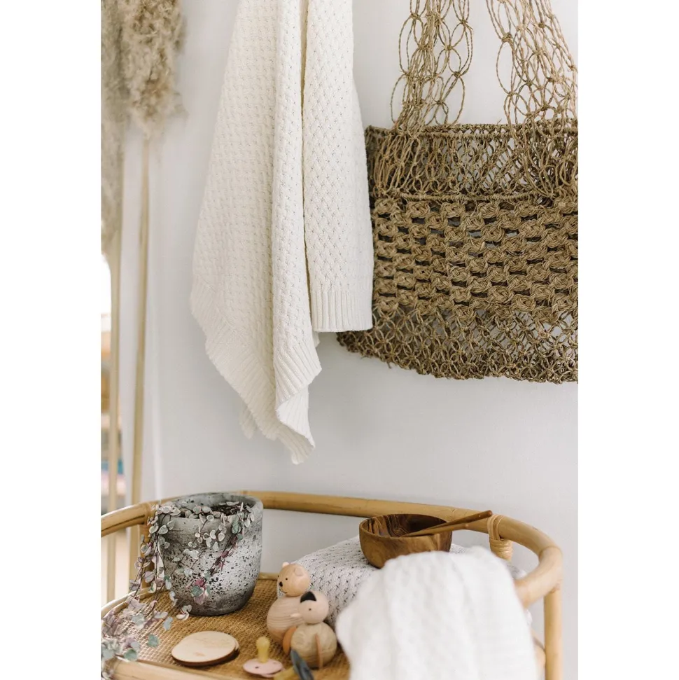 Diamond Knit Organic Baby Blanket - Cream