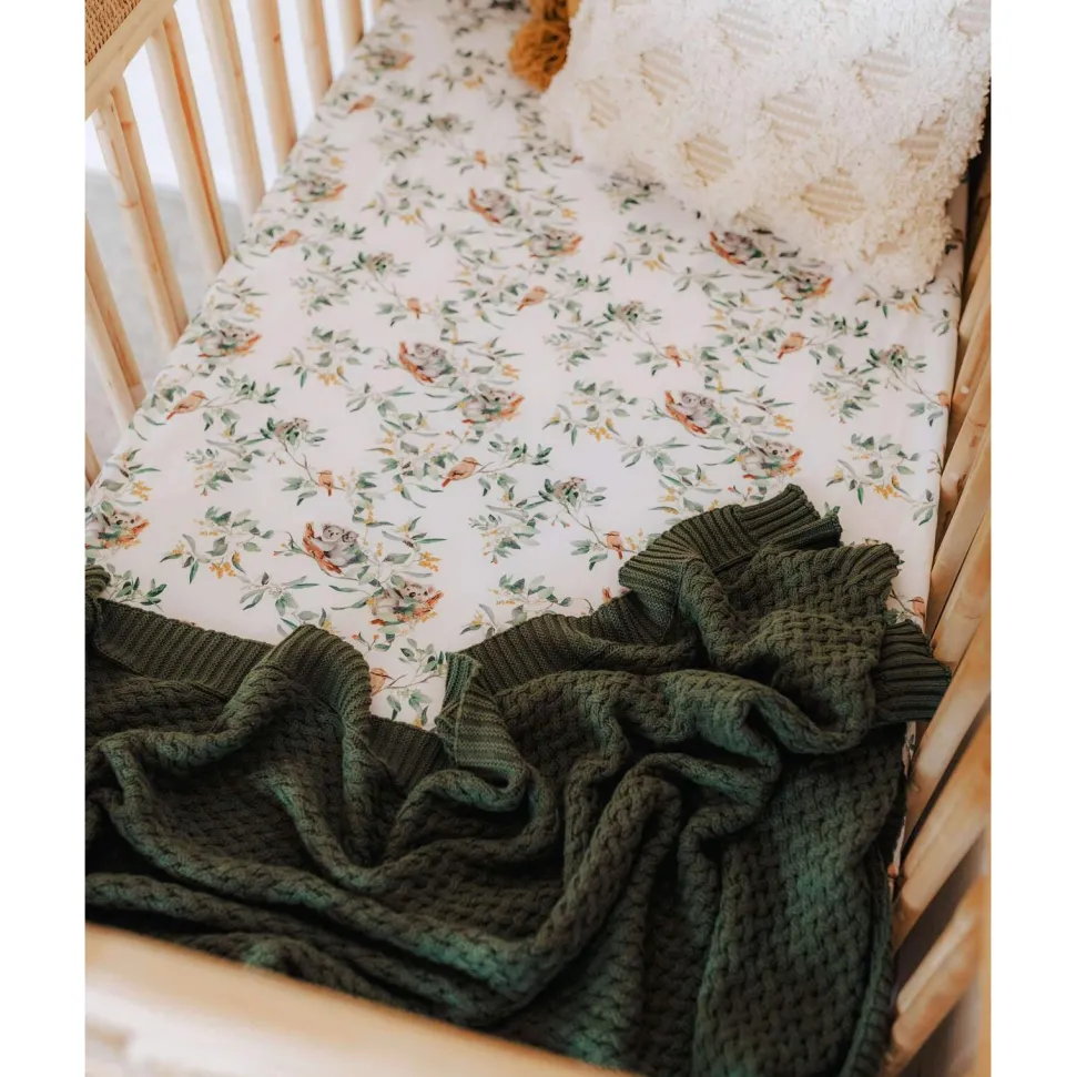Diamond Knit Organic Baby Blanket - Olive