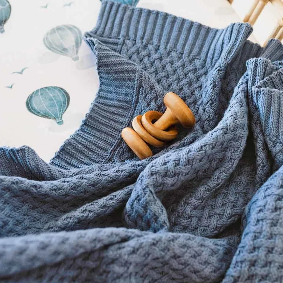 Diamond Knit Organic Baby Blanket - River