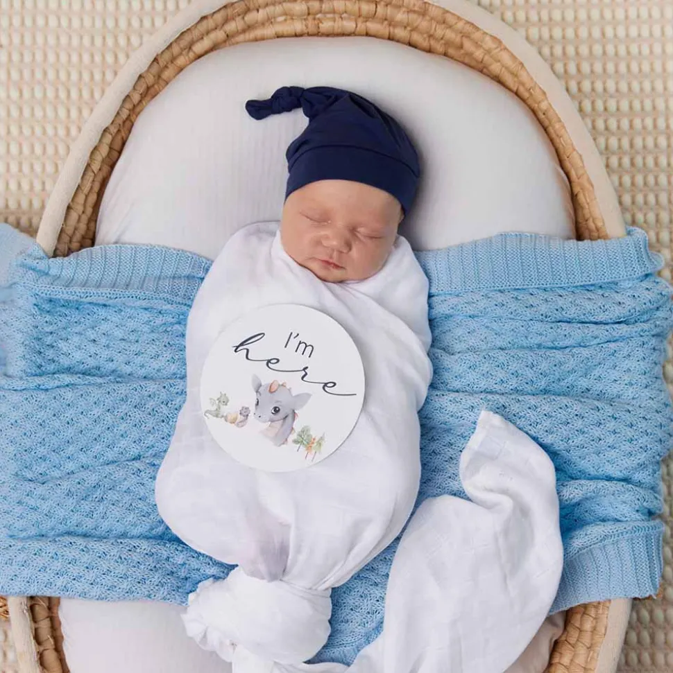 Diamond Knit Organic Baby Blanket - Baby Blue