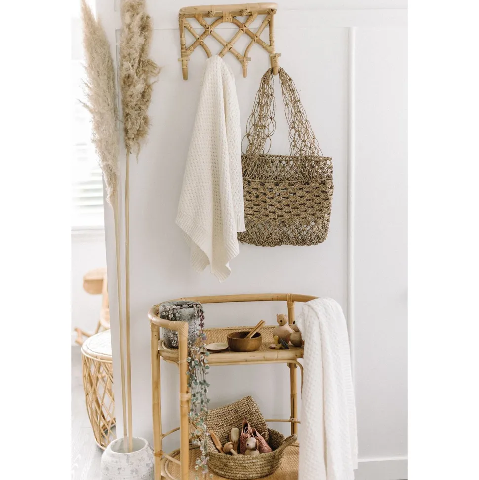 Diamond Knit Organic Baby Blanket - Cream