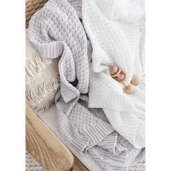 Diamond Knit Organic Baby Blanket - Warm Grey