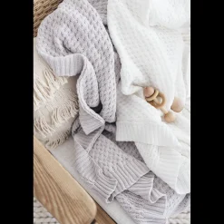 Diamond Knit Organic Baby Blanket - White