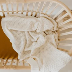 Diamond Knit Organic Baby Blanket - Cream