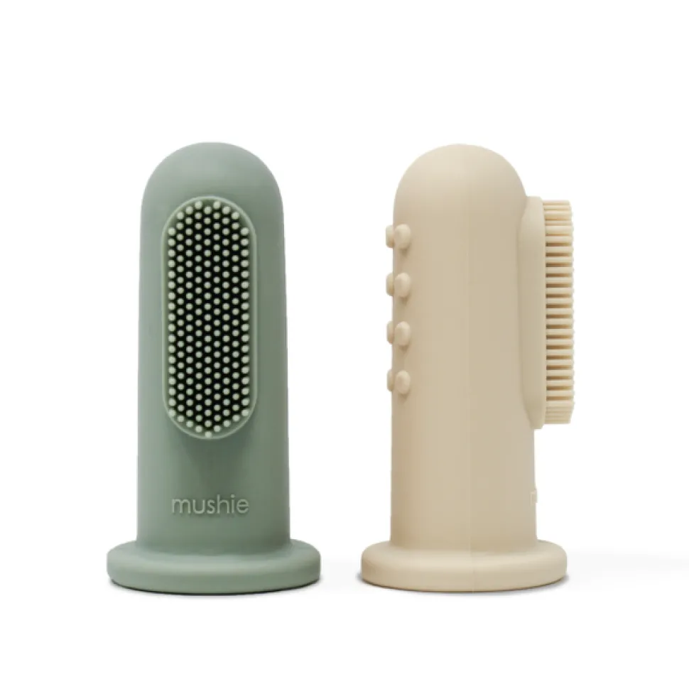 Finger Toothbrush - Cambridge Blue/Shifting Sand