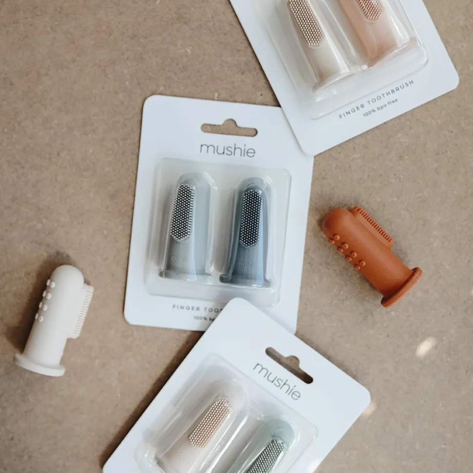Finger Toothbrush - Cambridge Blue/Shifting Sand