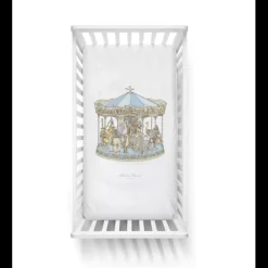 Fitted Sheet Satin - Carousel Blue