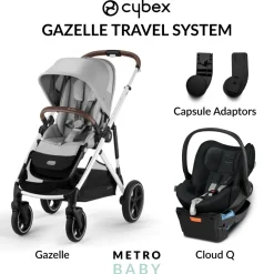Gazelle S Pram 2023 + Cloud Q Capsule and Adaptors