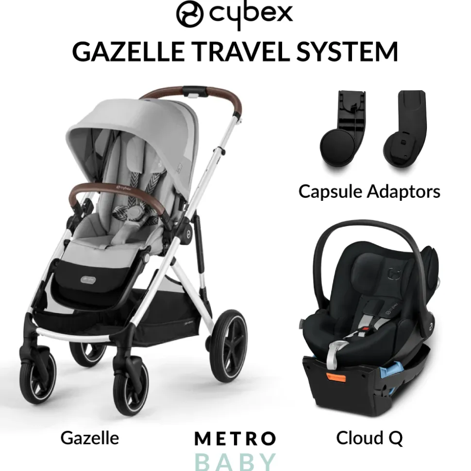 Gazelle S Pram 2023 + Cloud Q Capsule and Adaptors