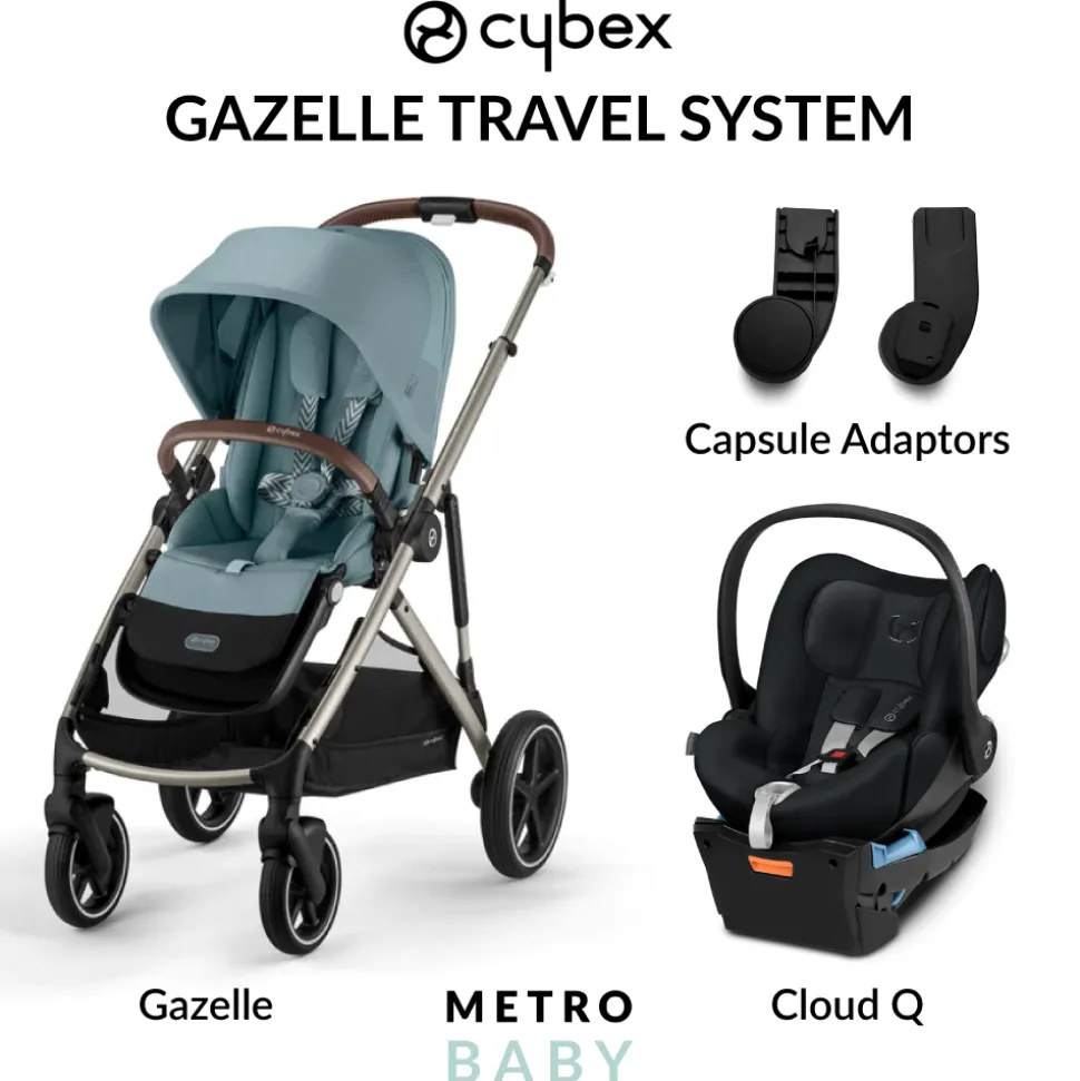 Gazelle S Pram 2023 + Cloud Q Capsule and Adaptors
