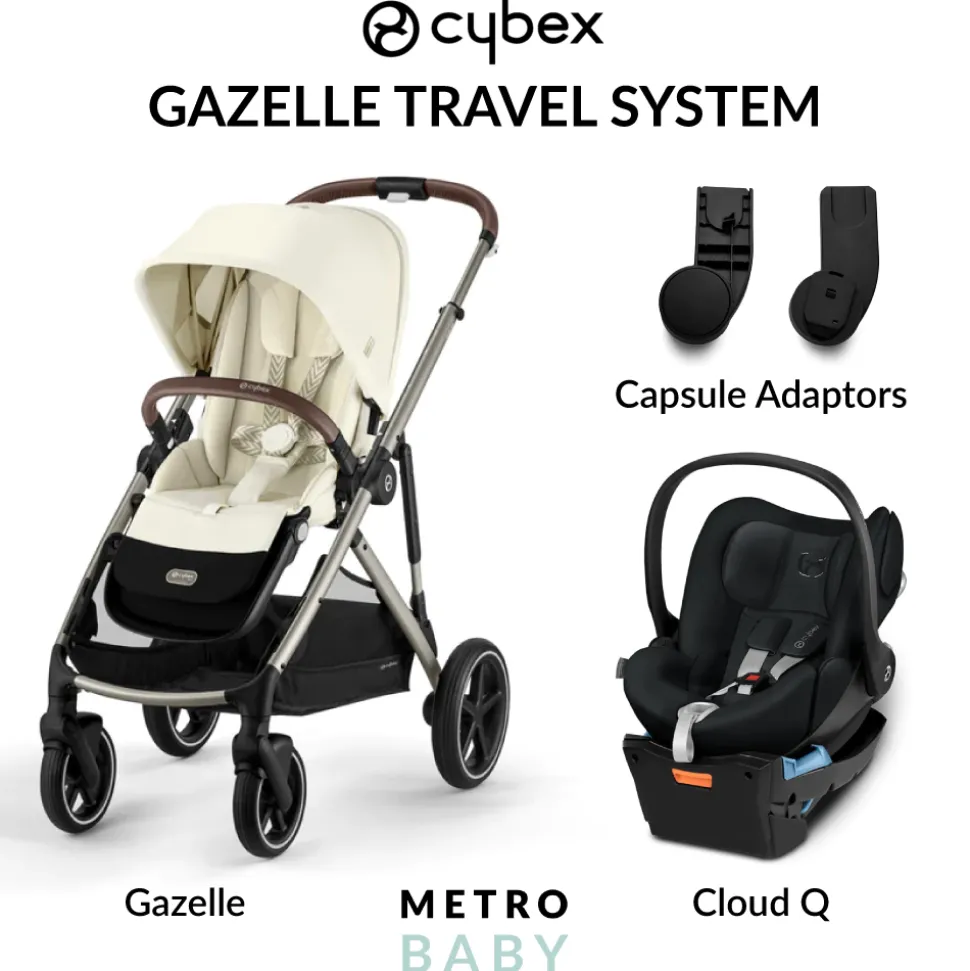 Gazelle S Pram 2023 + Cloud Q Capsule and Adaptors