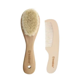 Goats Wool Hair Brush & Comb Set