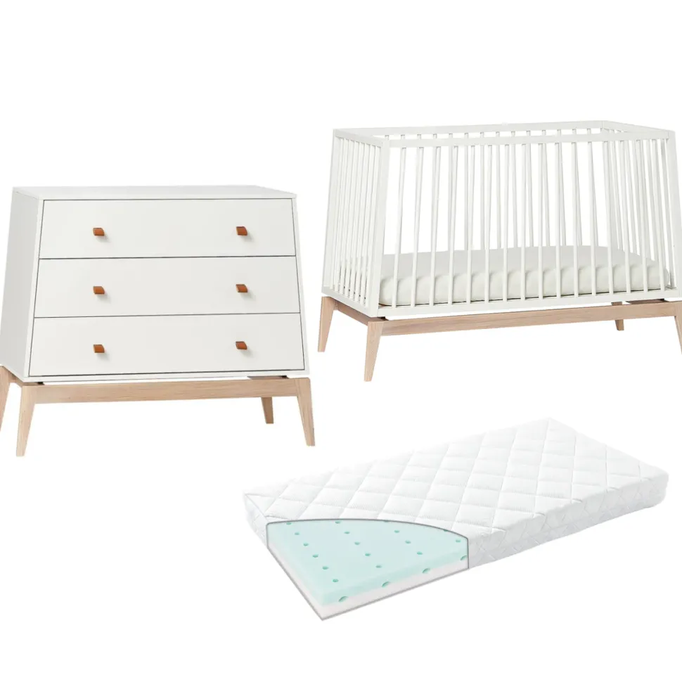 Leander Luna Cot + Mattress + Dresser