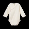 Long Sleeve Pointelle Kimono Bodysuit - Natural