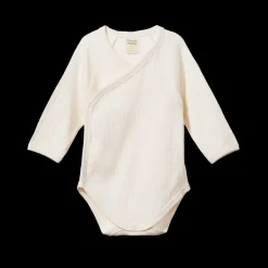 Long Sleeve Pointelle Kimono Bodysuit - Natural