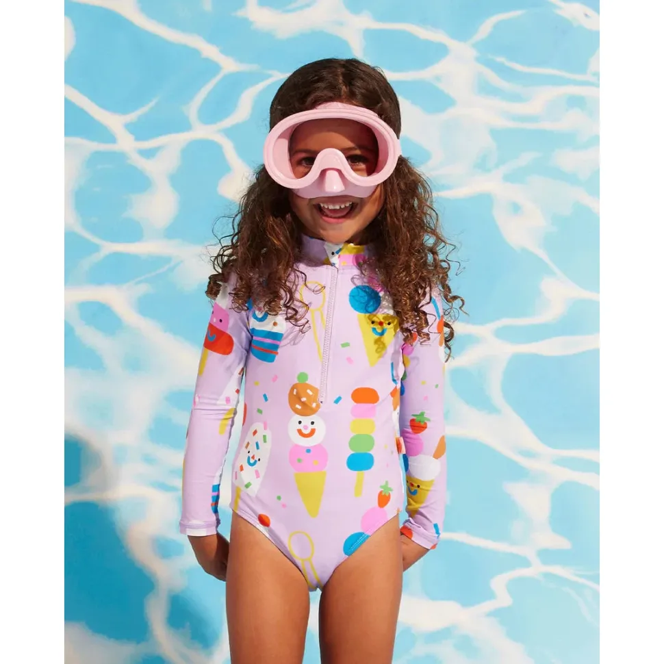 Long Sleeve Zip Bather - Sundae Fun Day
