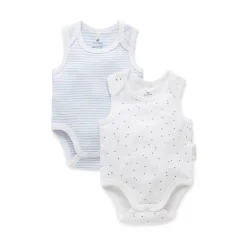 2 pack Singlet Bodysuit - Pale Blue Pack