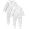 2 Pack Zip Growsuit - Pale Grey Spot/Pale Grey Melange