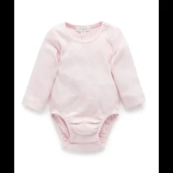 Ribbed Bodysuit Long Sleeve - Pale Pink Melange