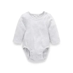 Ribbed Bodysuit Long Sleeve - Pale Grey Melange