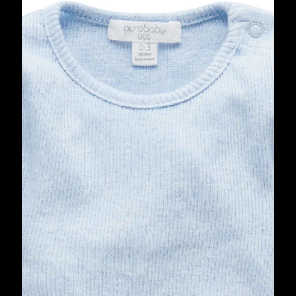 Ribbed Bodysuit Long Sleeve - Pale Blue Melange