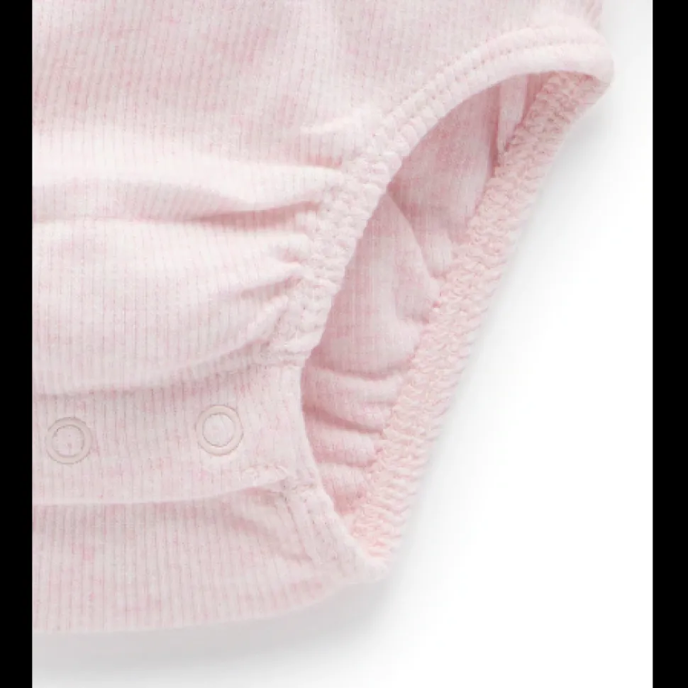 Ribbed Bodysuit Long Sleeve - Pale Pink Melange