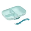 Silicone Suction Divided Plate & Spoon Set VARIOUS COLOURS
