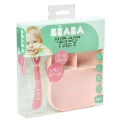 Silicone Suction Divided Plate & Spoon Set VARIOUS COLOURS