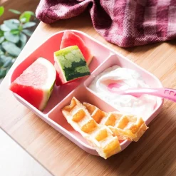 Silicone Suction Divided Plate & Spoon Set VARIOUS COLOURS