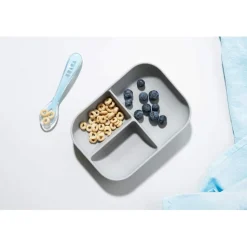 Silicone Suction Divided Plate & Spoon Set VARIOUS COLOURS